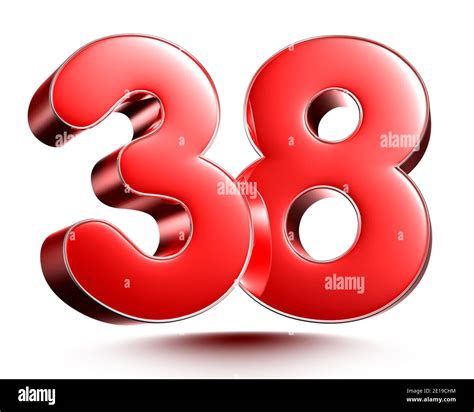 Red Numbers 38 Isolated On White Background Illustration 3d Rendering