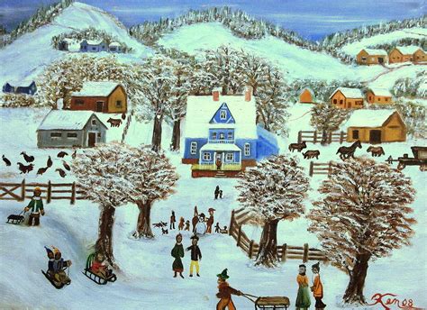 Winter Village Painting By Kenneth Lepoidevin Fine Art America
