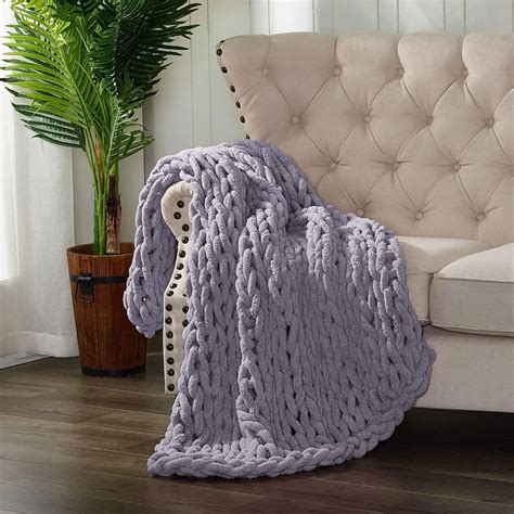 Chunky Knit Blanket Chenille Throw Warm Soft Cozy For Sofa Bed Boho