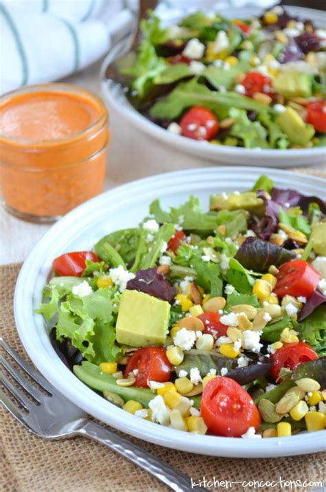 Corn Avocado And Tomato Salad With Roasted Red Bell Pepper Vinaigrette