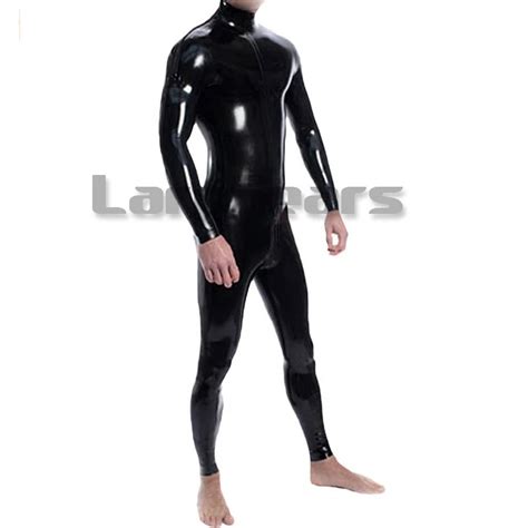 high quality men s latex bodysuits with shoulder zippers rubber crotch zipper jumpsuits