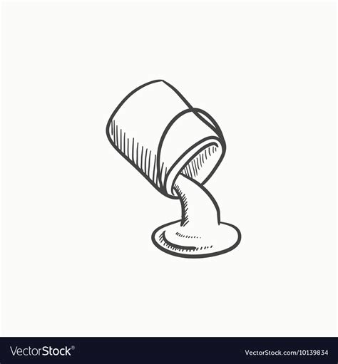 Paint Pouring From Bucket Sketch Icon Royalty Free Vector