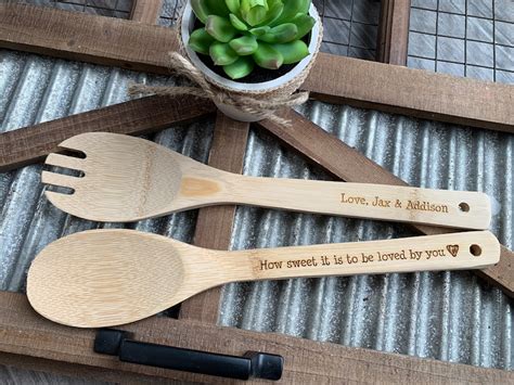 Personalized Kitchen Utensils Wood Engraved Cooking Utensils Etsy