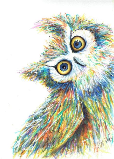 Colourful Quirky Owl Deb Webb Art