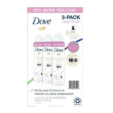 Dove Clear Finish Antiperspirant Spray 3 Ct EBay