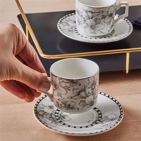 Karaca Çuha 12 Piece Porcelain Espresso Turkish Coffee Cup Set for 6