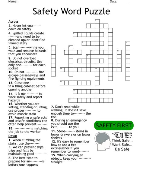 Workplace Safety Puzzle Crossword Wordmint