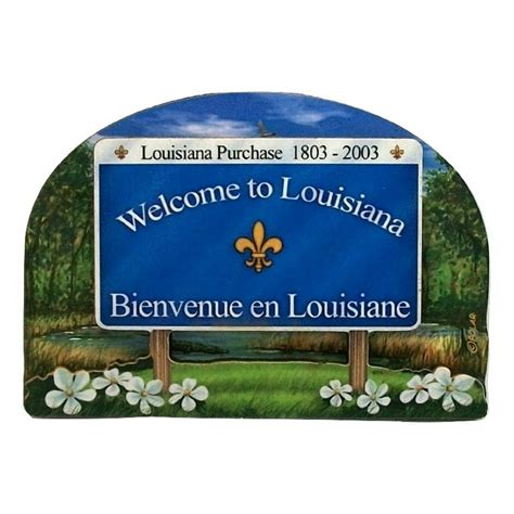 Louisiana State Welcome Sign Artwood Fridge Magnet