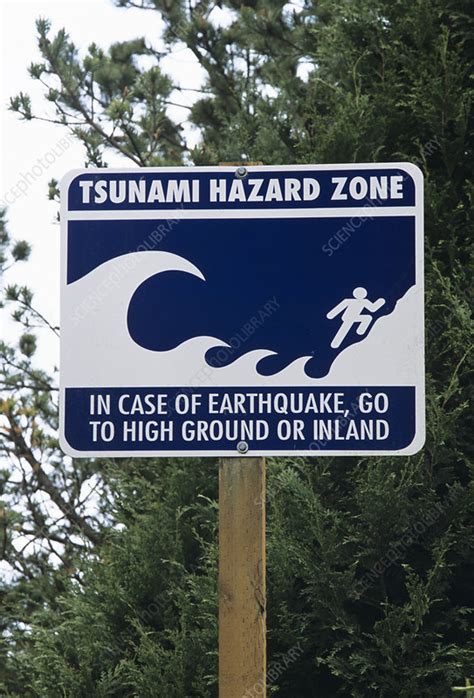 Tsunami Warning Sign Stock Image T1670089 Science Photo Library