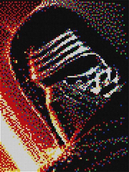 A Giant Pixel Art Piece Of Kylo Ren From Star Wars As A Template With A
