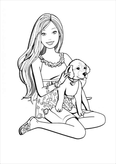 Barbie Con Perro Para Colorear Imprimir E Dibujar Dibujos Colorear Com