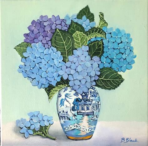 Hydrangeas Jar Art Ginger Jar Art Flower Painting