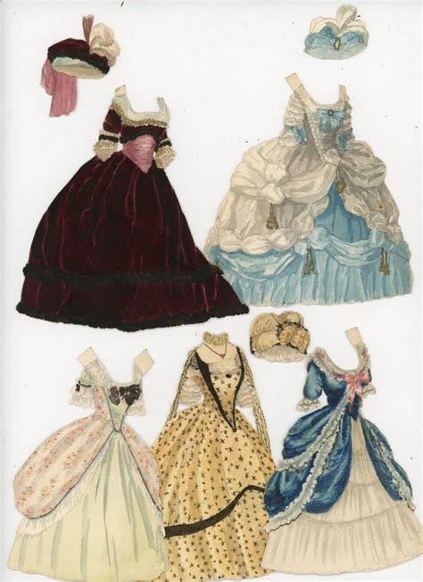 Fine Handmade Watercolor Paper Doll Marie Antoinette W 3 Costumes And