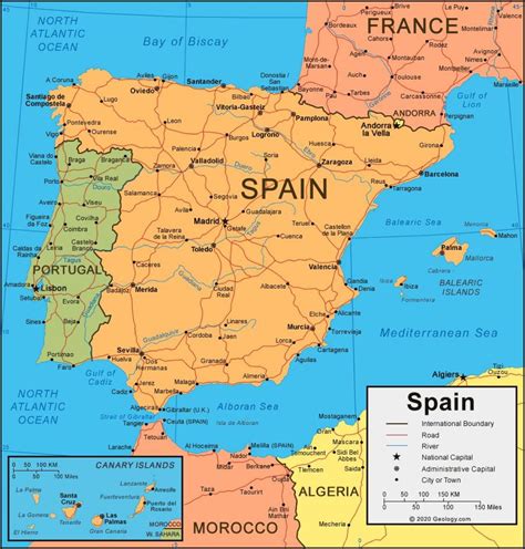 Zemljevid Španije In Okoliških Državah Zemljevid Španije In Sosednjih