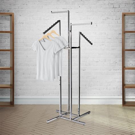 Four Straight And Notched Arm Chrome Clothes Rail Displaysense