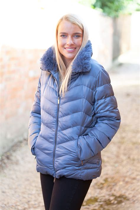 Womens Airforce Blue Parka With Faux Fur Trim Is A Must Have