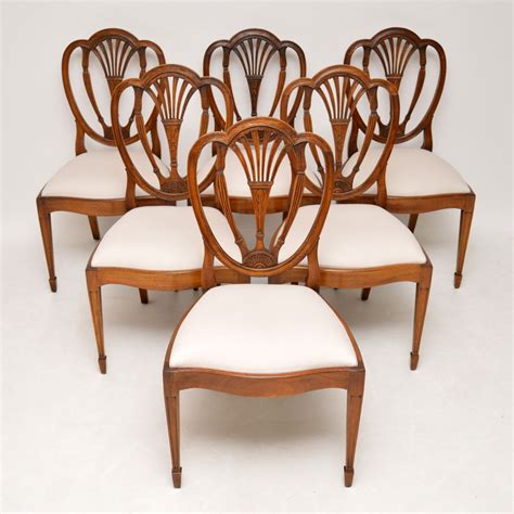 Set Of 6 Antique Mahogany Sheraton Style Dining Chairs Marylebone