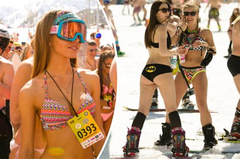 Bikini Girls Hot Ski Lasses Hit The Slopes Nearly Naked For Snow