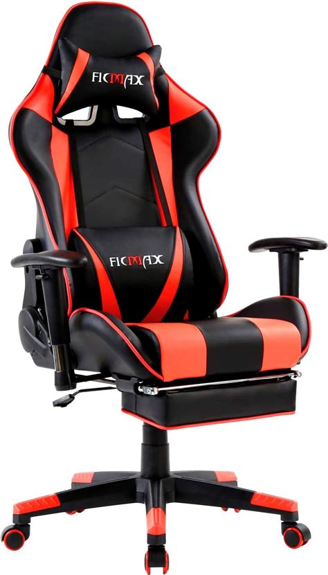 Ficmax Massage Gaming Chair Ergonomic Game Chair With Footrest Racing