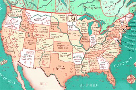 Literal State Names Map Shows The Translation Of Every States Name