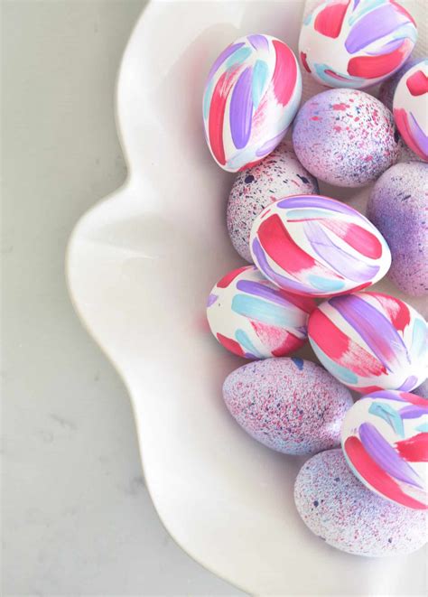 Easy Easter Egg Decorating Two Ways Speckled And Abstract Brushstroke