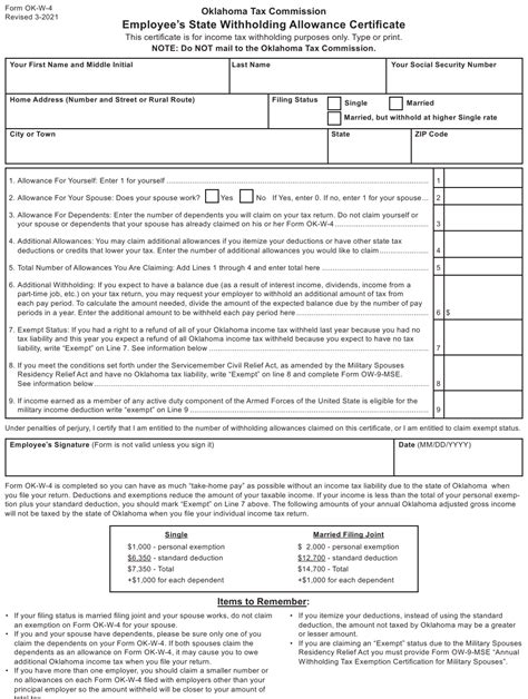 Oklahoma Employee Tax Forms 2024