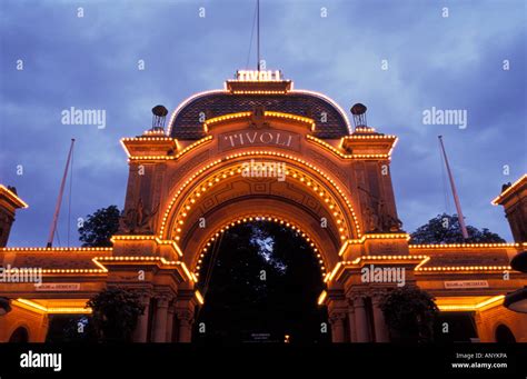 Denmark Copenhagen Tivoli Gardens At Dusk Stock Photo Alamy