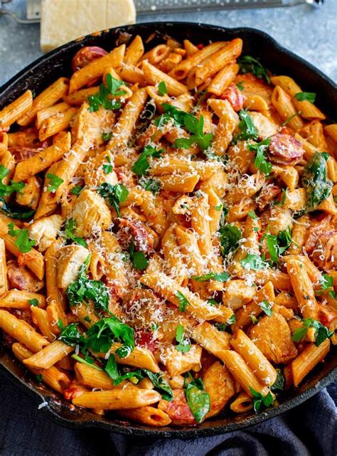 This Easy Creamy Tomato Chicken And Chorizo Pasta Takes Under Minutes To Cook And Is Sure To