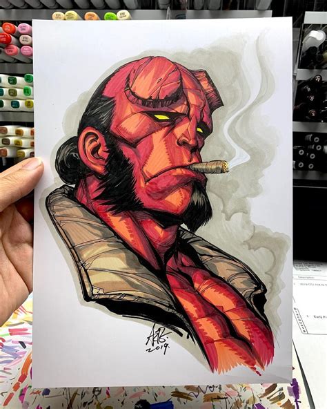 A Belated Sketch For Hellboy 25th Anniversary Hellboy Marvel Art