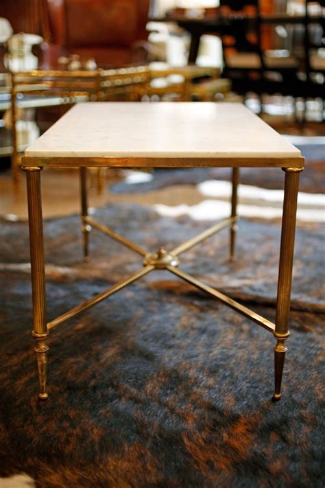 Brass imel frame coffee table with storage. French Marble Top Brass Coffee Table | Brass coffee table ...