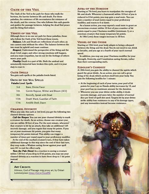 Oath Of The Veil A 5e Homebrew Paladin Oath For Those Who Sit Between Life And Death R