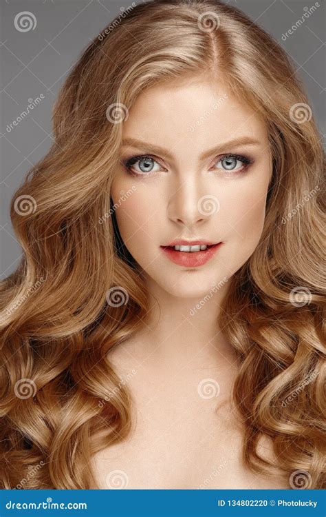 Stunning Natural Beauty With Blonde Wavy Hair Stock Photo Image Of