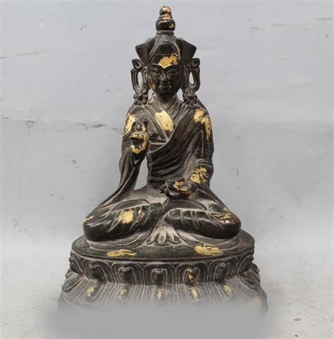 9 Tibet Tibetan Buddhism Bronze Gild Seat Lotus Guru Padmasambhava Rinpoche Buddhism Tree