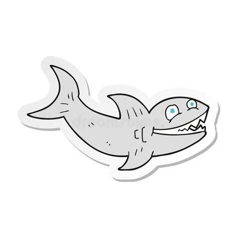 A Creative Sticker Of A Cartoon Shark Stock Vector Illustration Of