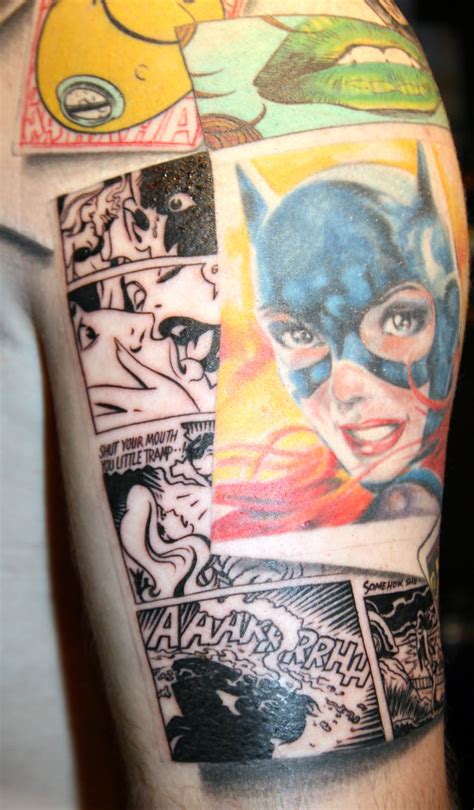 The solid black coloring gives rise to a distinct contrast against the bare skin. batman tattoo sleeve by carlyshephard on DeviantArt
