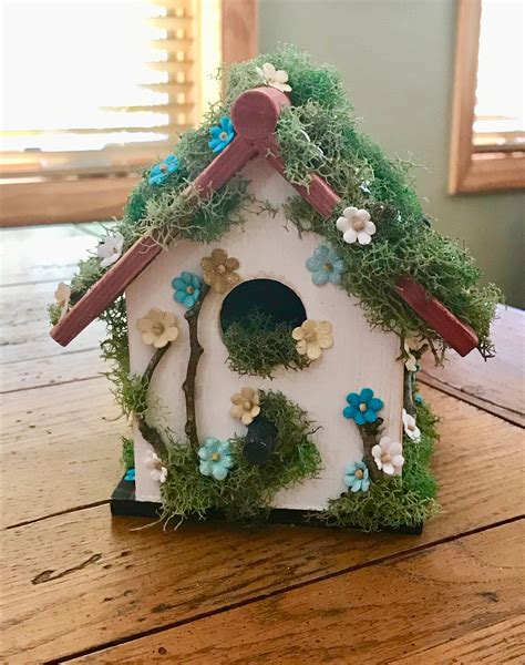 Whimsical Birdhouse Enchanted Birdhouse Small Floral Etsy