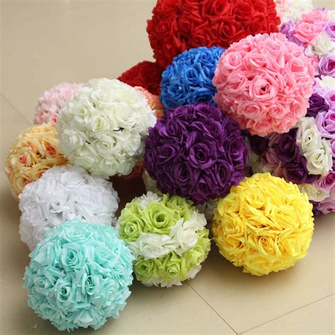 15cm Artificial Flowers Rose Kissing Balls Pomanders Artificial Silk