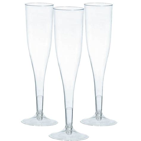 Clear Plastic Champagne Flutes 162ml 20pk Party Delights