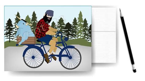 Paul Bunyan On Bike With Babe The Blue Ox Etsy