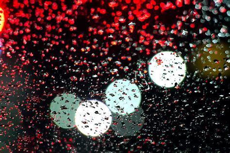 Wallpaper Drops Wet Bokeh Surface Lights Glass Rain Hd