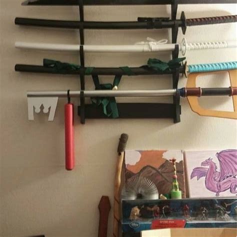 5 Tier Sword Holder Wall Mount Samurai Stand Display Katana Wall Hanger