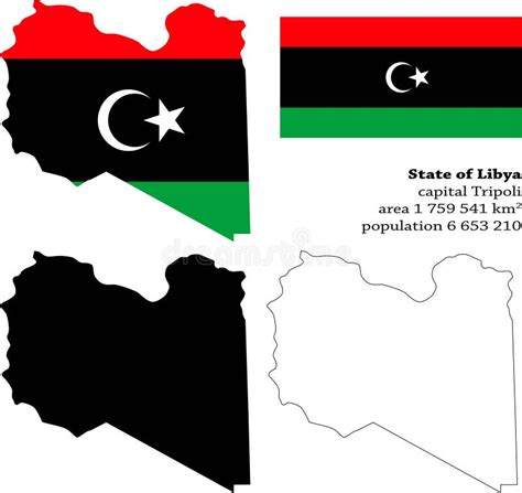 Libya Vector Map Flag Borders Mask Capital Area And Population