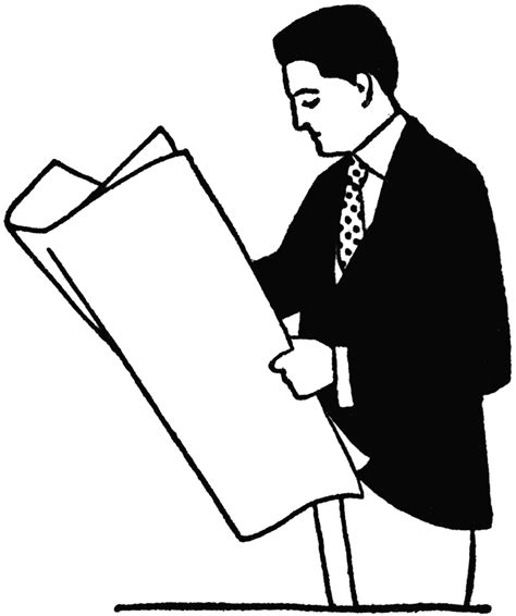 Man Reading Newspaper Clipart Etc Illustration Newspaper Drawing