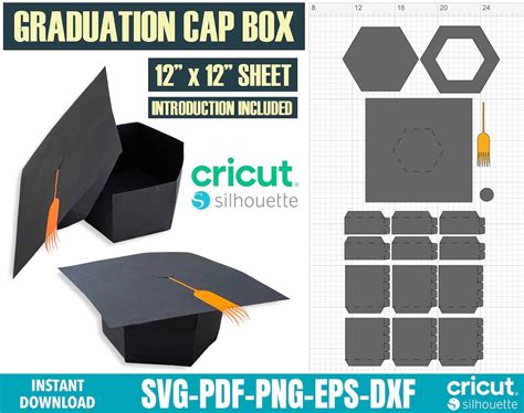 Graduation T Box Template Graduation Cap Box Graduation Favor Box