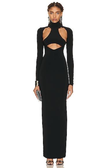 Laquan Smith Cut Out Turtleneck Gown In Black Fwrd