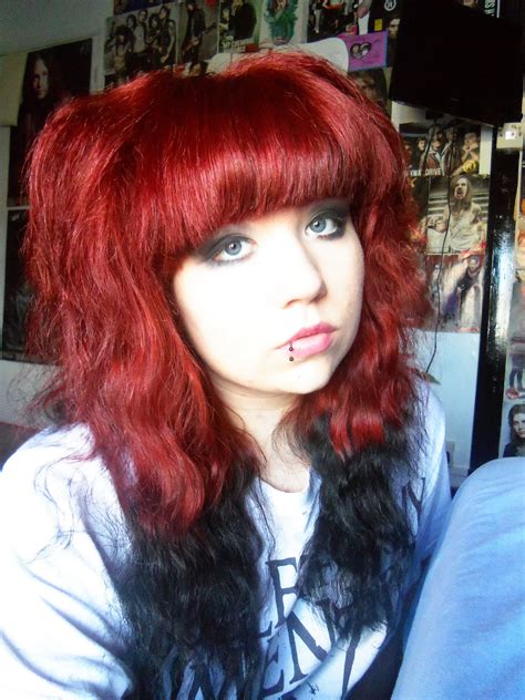 Red And Black Dip Dyeombre Hair Hair Hair Color Crazy Dyed Red Hair