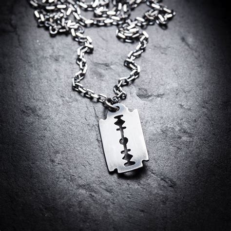 Sale Small Razor Blade Necklace Etsy Long Chain Necklace Necklace