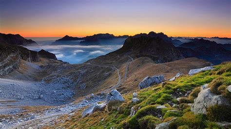 Download Fog Sunset Mountain Alps Nature Alps Mountain 4k Ultra Hd