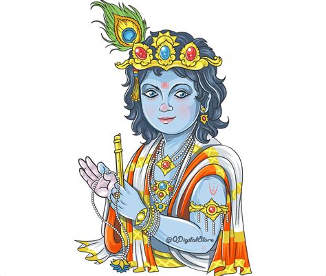 Lord Krishna Print Vector Art Pngepssvgpsdai Digital Etsy