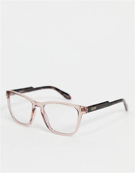 Quay Hardwire Unisex Square Blue Light Glasses In Clear Asos